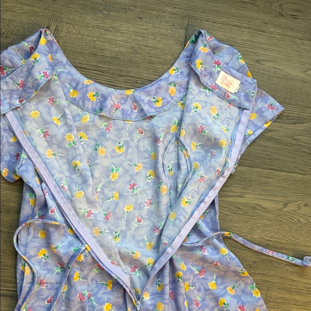 Blowing Bubbles | Vintage 1980’s Light Purple Floral A-Line Dress Flowy Large - Picture 12 of 12